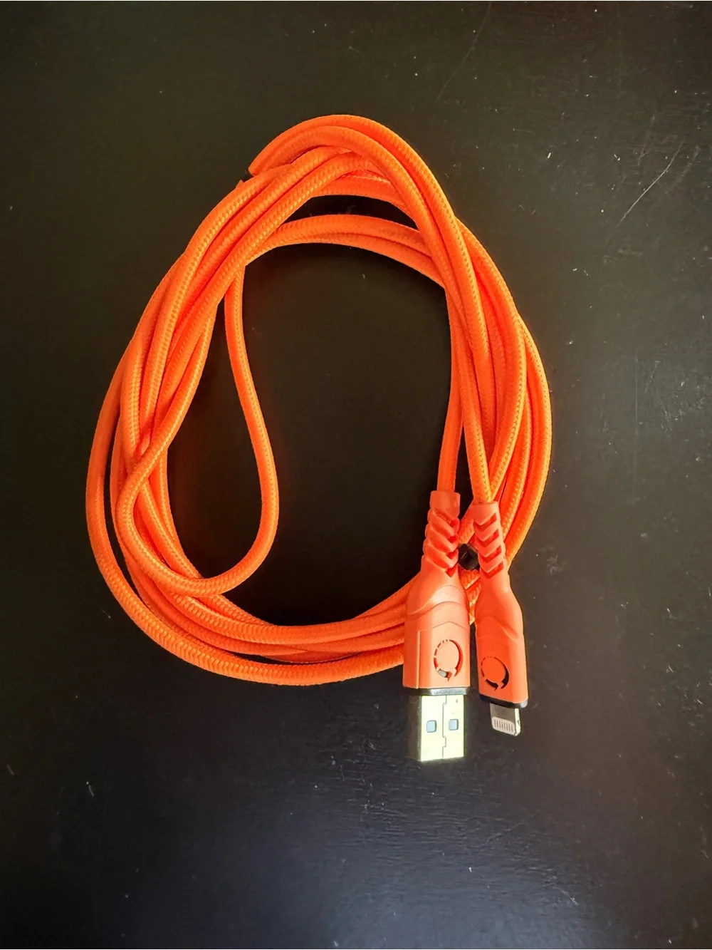 Braided Orange USB to Lightning Charging Cable - Durable Fast Charge